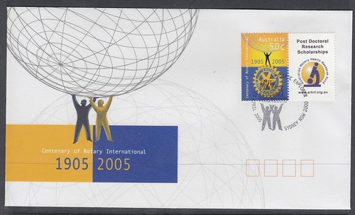 2005 50¢ Centenary of Rotary SG 2517 set of 9 tab pairs on 9 exhibition covers. - Picture 6 of 10