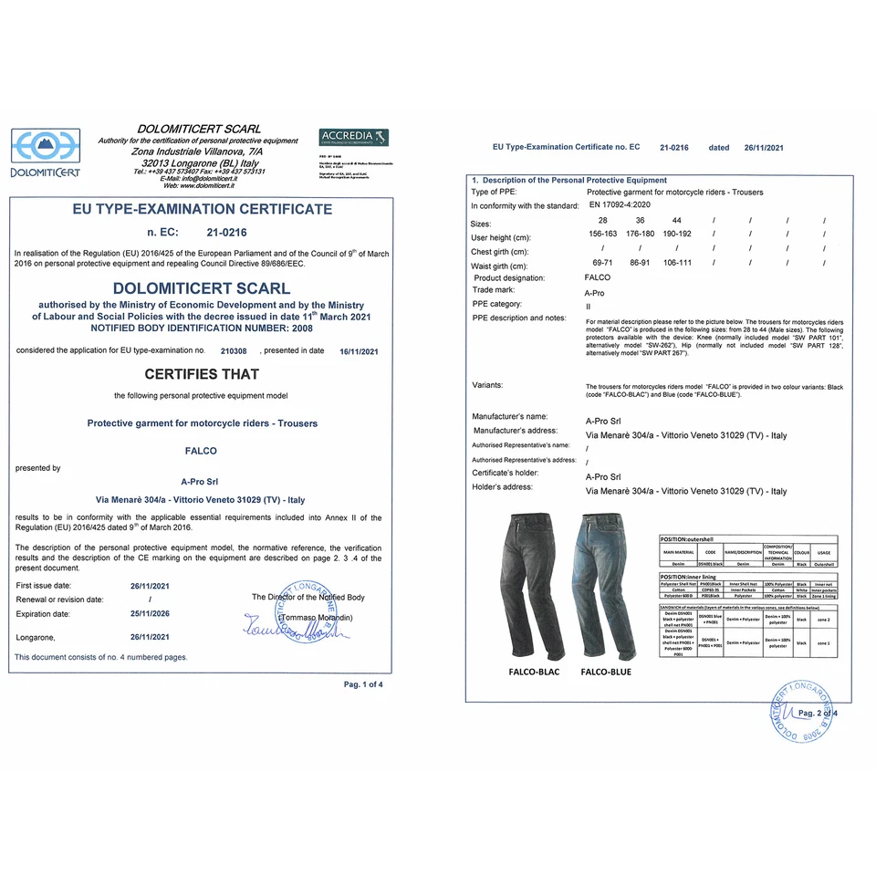 Jeans Pantalones moto protecciones CE rodillas Caderas Refuerzos Negro - Imagen 3 de 3