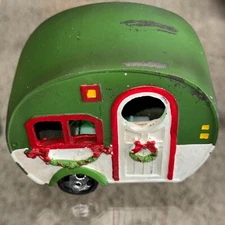 Vintage Galvanized Metal Camper Light Up Christmas Table Mantle Decor Decoration