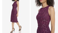 Vince Camuto Aubergine Women’s Sequin/Lace MIDI Dress NWT Size 12 $228.00