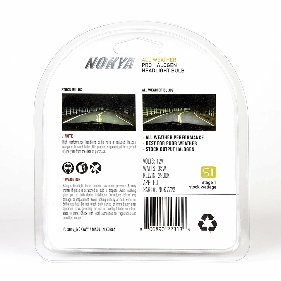 Nokya H8 All Weather S1 35W Halogen Headlight Fog Light Bulb NOK7723 1 Pair - Image 2 of 4