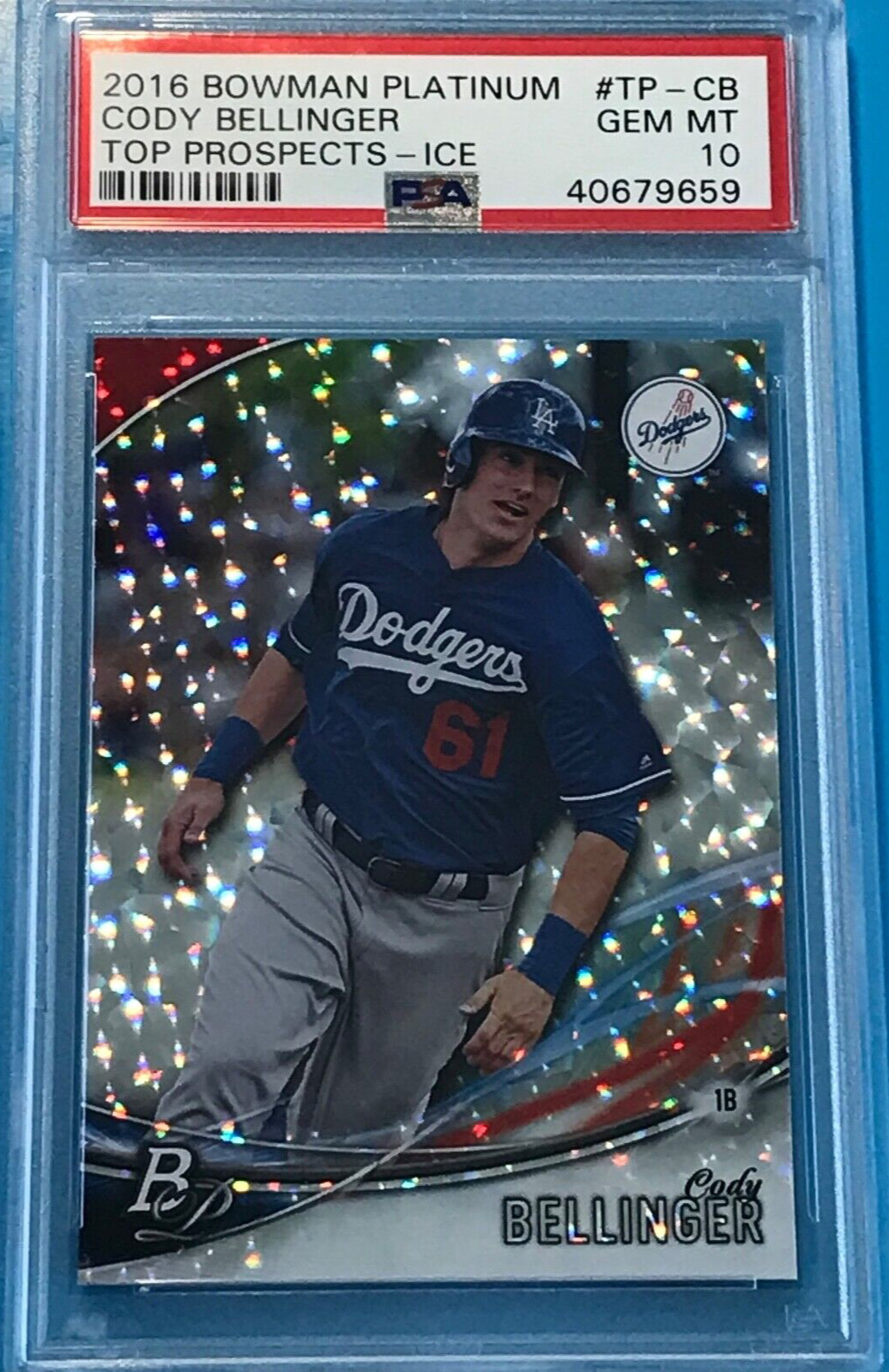 PSA 10 - 2016 BOWMAN PLATINUM - SILVER ICE REFRACTOR - CODY BELLINGER (RC) #TPCB