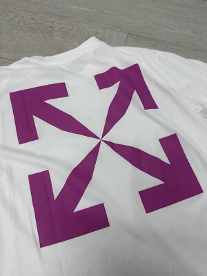 Off White 90's DJ Slim Tshirts | White/Fuchsia | Size 2XLarge / XXL | S/S Arrow
