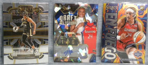 2024 SELECT WNBA AALIYAH EDWARDS ROOKIES #DSS-AE AUTO WHITE ICE, EN FUEGO, BASE