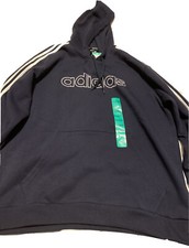 NWT Mens Adidas 3 Stripe Hooded Sweater Pullover Sweatshirt XL-NAVY BLUE