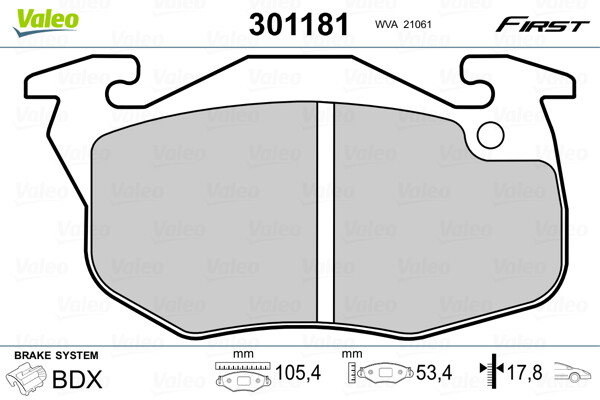 301181 VALEO Brake Pad Set, disc brake for CITROËN,PEUGEOT