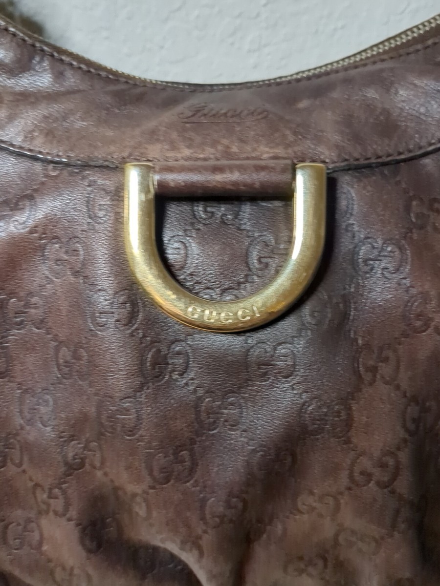 BROWN GUCCI D-RING ABBEY SHOULDER Leather BRW Good Condition BROWN GUCCI D-RING ABBEY SHOULDER Leather BRW Good Condition