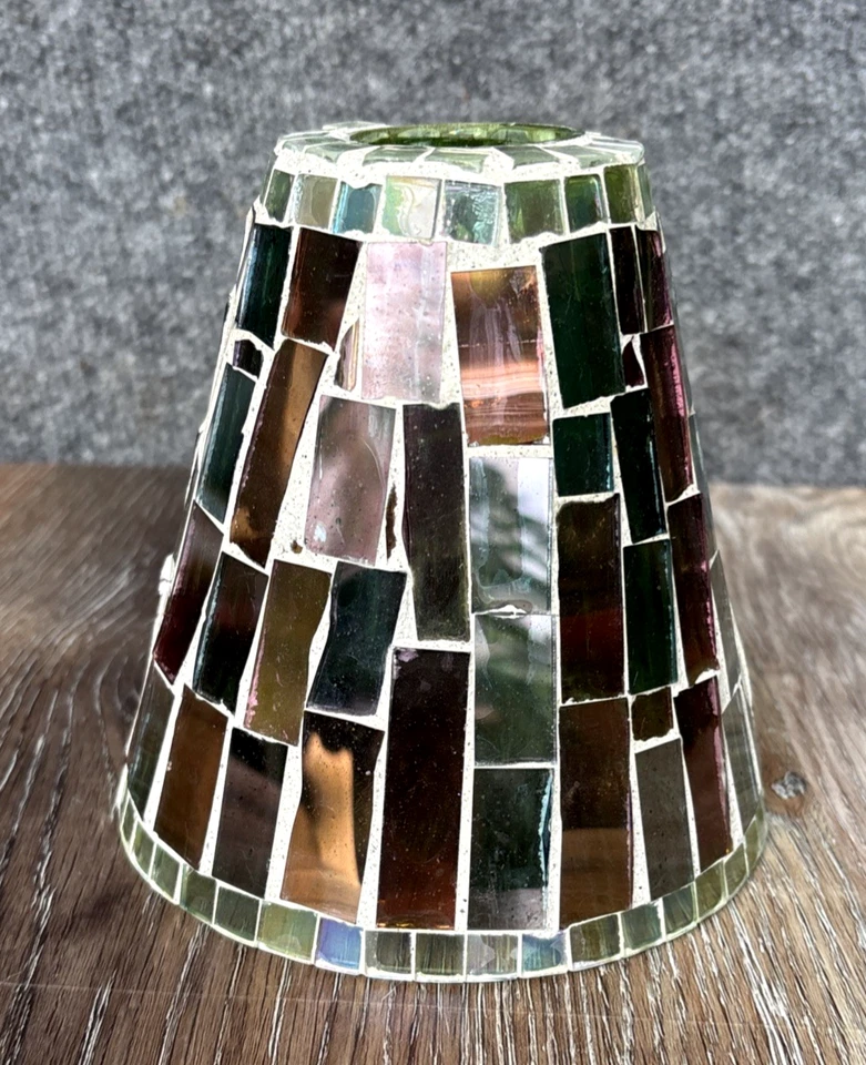 White Barn Mosaic Shade Copper & Green Translucent Colors Rectangle & Squares - Image 3 of 4
