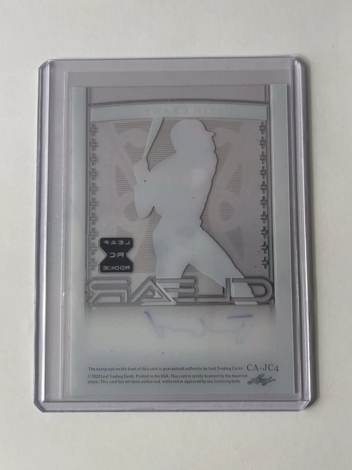 2022 Leaf Trinity Baseball Clear Silver Auto JUSTIN CRAWFORD 42/99 - Image 2 of 2