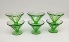 Vtg Set of 6 Federal Green Depression Glass Footed Dessert Gelatin Dish 3 In