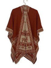 Peruvian Alpaca Wool Poncho Ruana. It is reversible and open Front.