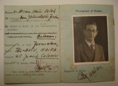 Jewish Judaica Israel Palestine Police 1939 Certificate Card Pass Army Military  - Photo 1 sur 3
