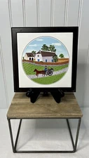 Villeroy & Boch Naif “Going To Market” By Laplau Ceramic Tile Trivet Wood Frame
