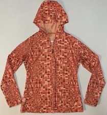 Merrell Peach Geometric Print Hooded Opti Wick Jacket Full Zip Sz M Chest 36  