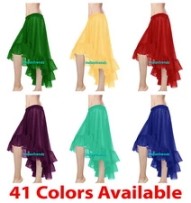 Ruffle Asym Skirts Belly Dance Chiffon Flamenco Gypsy High Low Jupe Tiered Boho