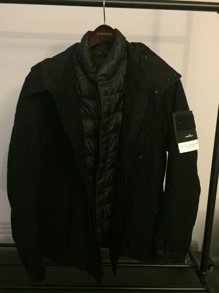 BNWT Stone Island Ghost Piece Mil Spec Diagonal Wool Jacket size M Black