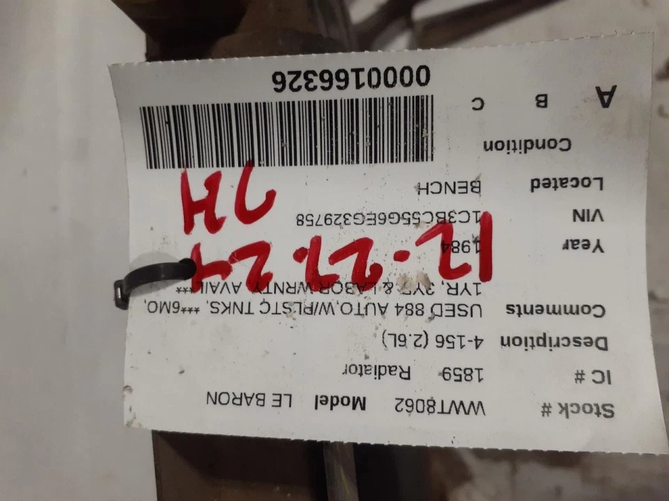Radiador 4-156 compatible con 84-85 ARIES 615157 Foto 3 de 3