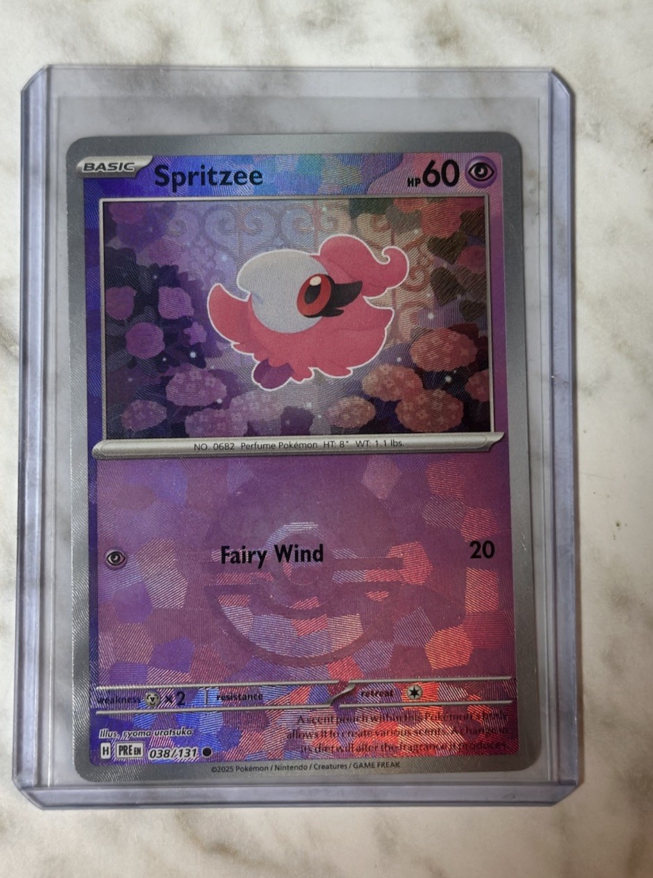 Pokemon Spritzee Master Ball Pattern 038/131 Prismatic Evolutions Holo NM/M