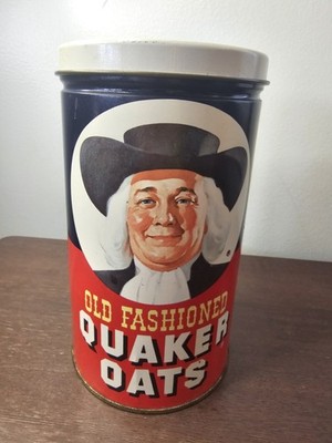 Vintage Old Fashioned Quaker Oats Tin Canister 1982 Limited Edition W/Recipe