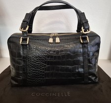 Coccinelle Handtasche Leder In Kroko Optik Schwarz Neu Ohne Etikett