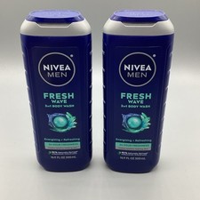 NIVEA Men 3 IN 1 Body Wash Fresh Wave W/Menthol, 16.9 fl oz- 2 Pack 0.74 per gallon