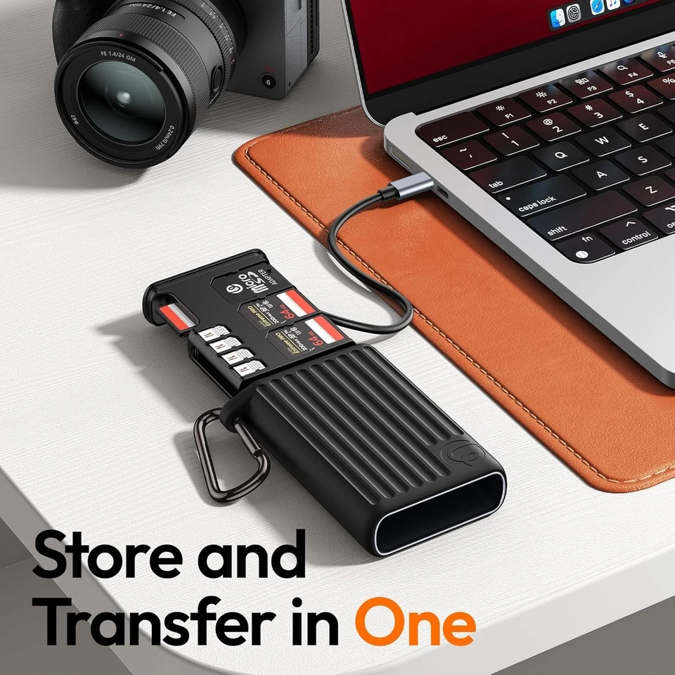 Durable USB 3.2 SD/Micro SD Card Reader with Built-In Type-C Cable & Ejector Pin - Image 4 of 4