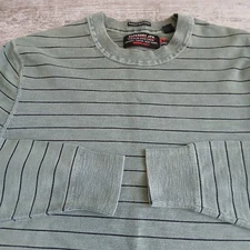 Superdry Premium Knit Crew Neck Striped Green Cotton Blend Sweatshirt