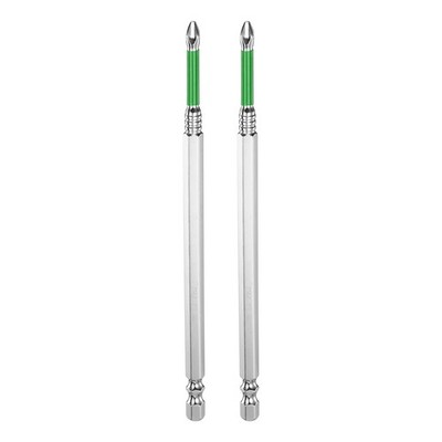 2pcs PH2 Anti-Slip Cross Screwdriver 1/4'' Hex Shaft 6'' Magnetic Green