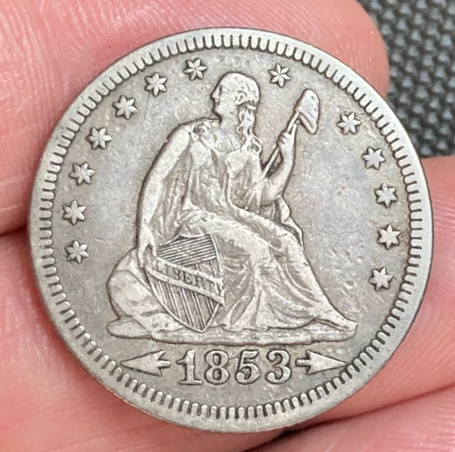 Very Nice Grade 1853 P, Philadelphia Mint Seated Liberty Varity 2 Quarter