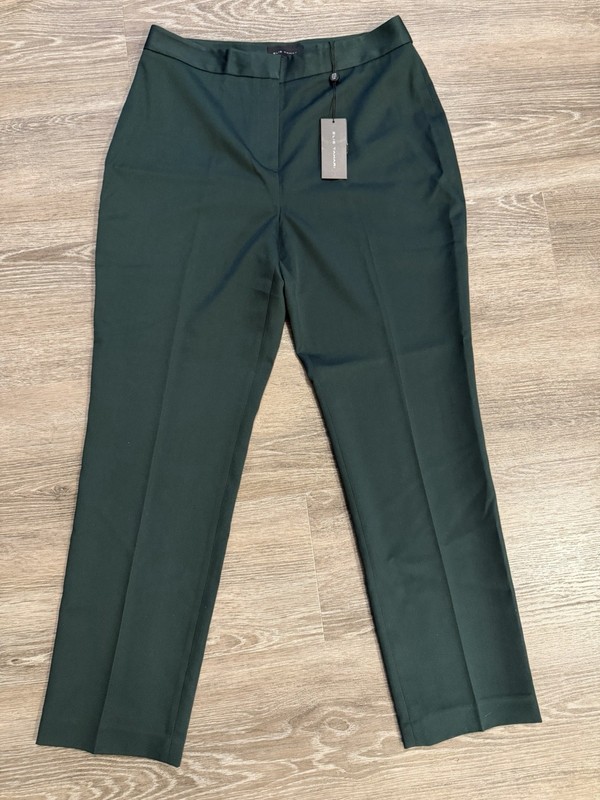 ELIE TAHARI EMERALD WIDE LEG HIGH RISE SIZE 12 $295 Sleek Button Straight