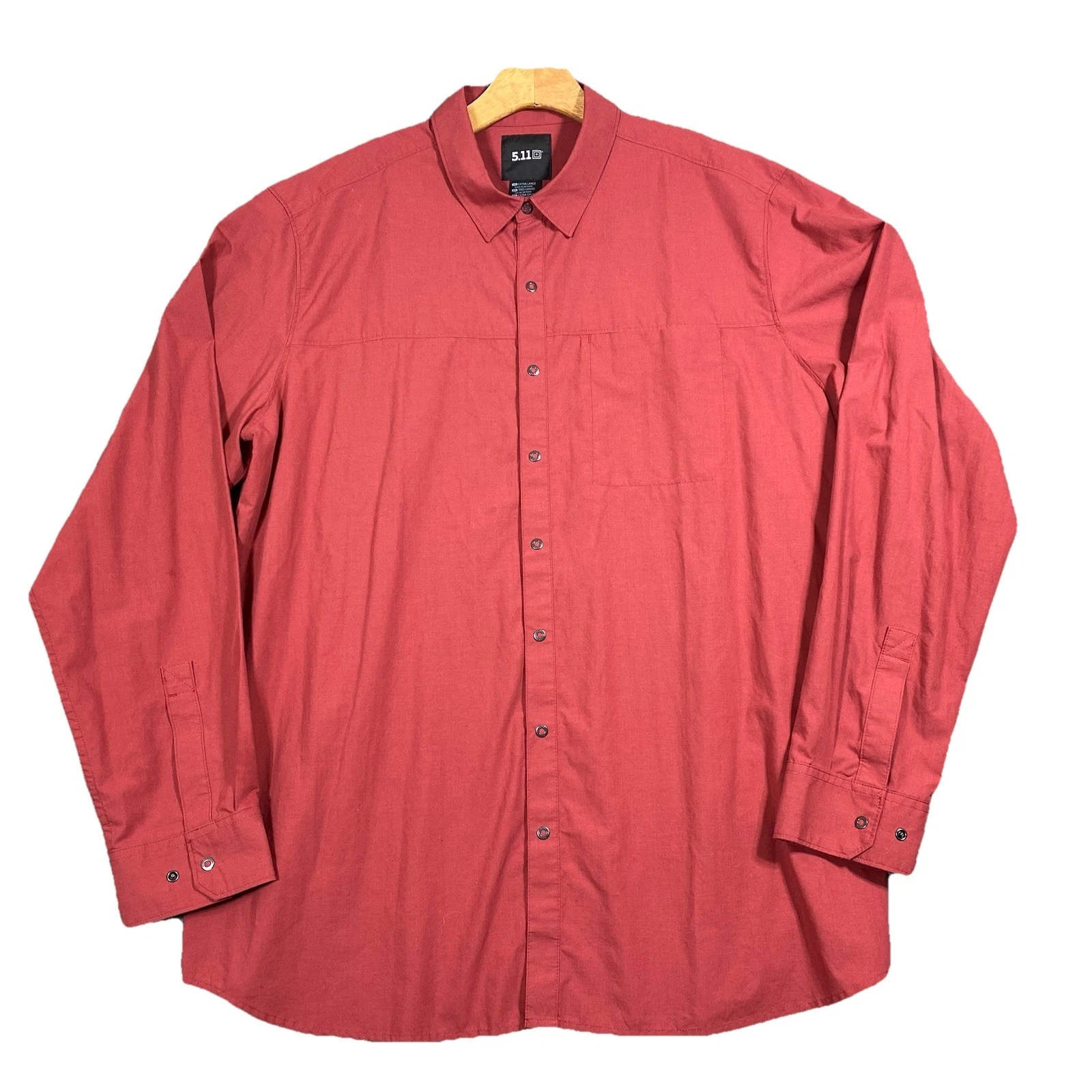 5.11 Tactical Shirt Mens XL Nantucket Red RapiDraw Ring Snap Up Long Sleeve Nice