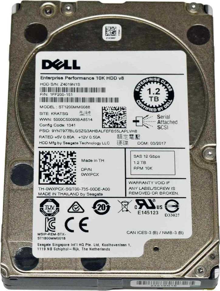 Dell Seagate 1.2TB 2.5" 10K 12G SAS HDD Festplatte ST1200MM0088 Server Storage - Bild 3 von 4