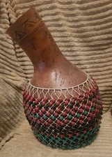 Vintage Large Beaded  African Shekere Gourd Instrument