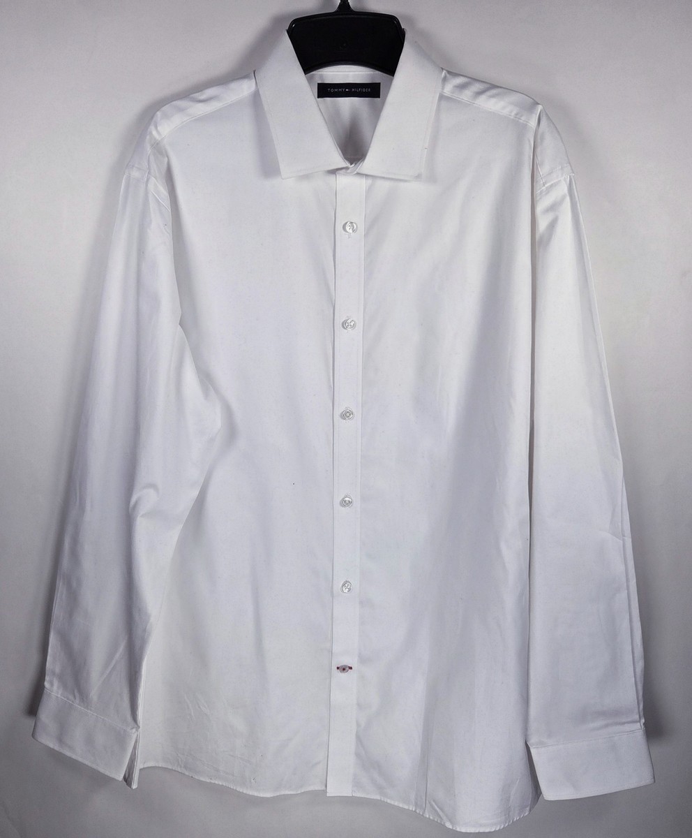 Tommy Hilfiger Mens Large 16.5-32/33 White Slim Fit Formal Dress Shirt |  eBay