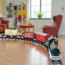 Battery Powered Colorful Locomotive Train Set of 16 Pieces Kids Toy with Tracks 
