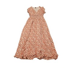 Womens Orange Floral Maxi Dress Size Medium Preloved Excellent Condition