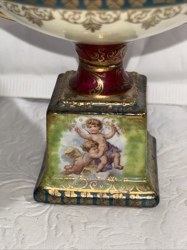 ROYAL VIENNA RENAISSANCE REVIVAL VICTORIAN DOUBLE HANDLE PORCELAIN CENTERPIECE - Foto 7 di 24