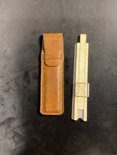 Vintage Slide Ruler SUN HEMMI JAPAN  Bamboo And Aluminum With Brown Leather Case