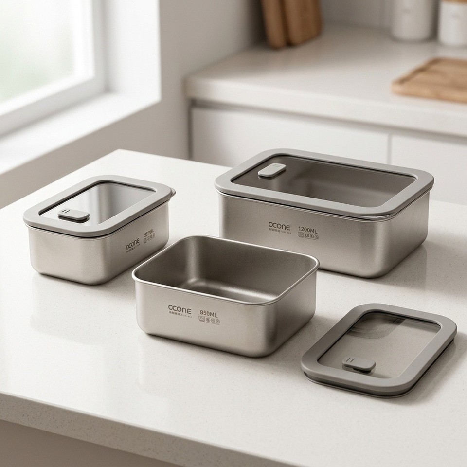 Stackable Titanium Food Box Microwave Safe Reusable for Kitchen and ...