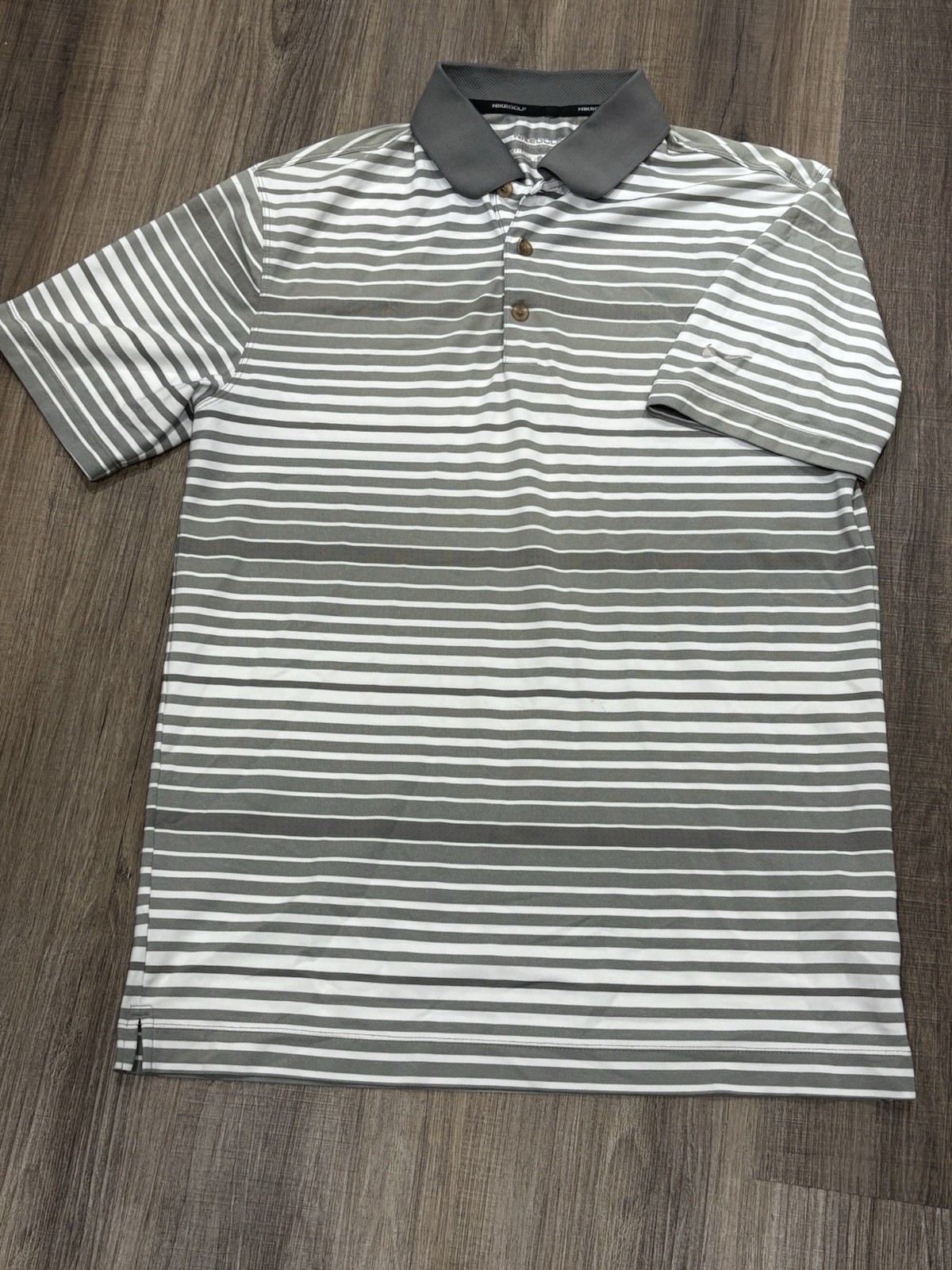 Nike Golf Dri Fit Short Sleeve Size Medium Striped Tour Performance Men’s Polo thumbnail 2