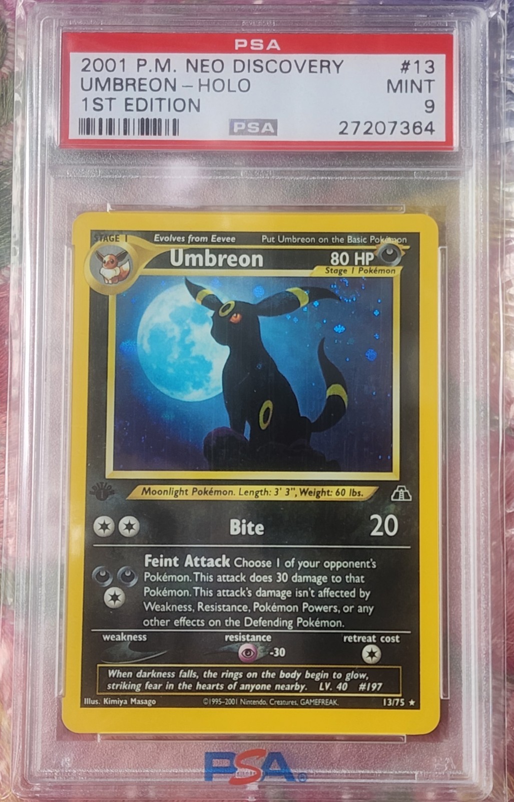 Pokemon Umbreon Neo Discovery 1st Edition Holo Rare #13 PSA 9 Mint