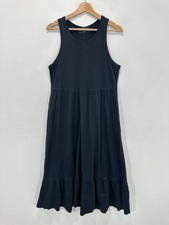 Decjuba Midi Tank Dress M Black Tiered Stretch Sleeveless Pockets Cotton
