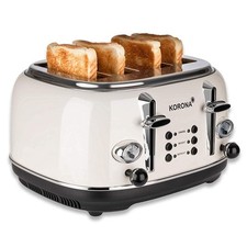 KORONA Vintage Design Toaster Retro Optik Creme 4 Scheiben 2 Röstbereiche Chrom