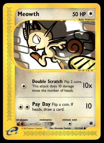 Meowth 121/165 Expedition Base Set Common Pokemon Card