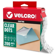 Velcro BRAND THIN CLEAR DOTS W/ ADHESIVE, 200Pk 5/8IN CIRCLES, CRAFTING PROJECTS