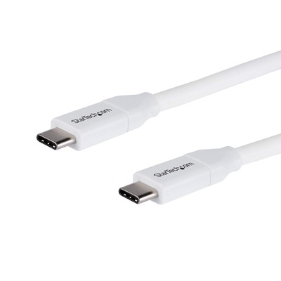 StarTech.com USB C to USB C Cable - 6 ft / 2m - 5A PD - M/M - White - USB 2.0 - 