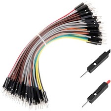Breadboard Jumper Wires 22AWG Male To Male 120-Pack Red Black 6 Inch Square