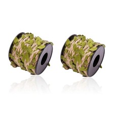 Burlap Leaf Ribbon 2 Rolls 66 Feet Total 5mm Natural Jute Twine with Green