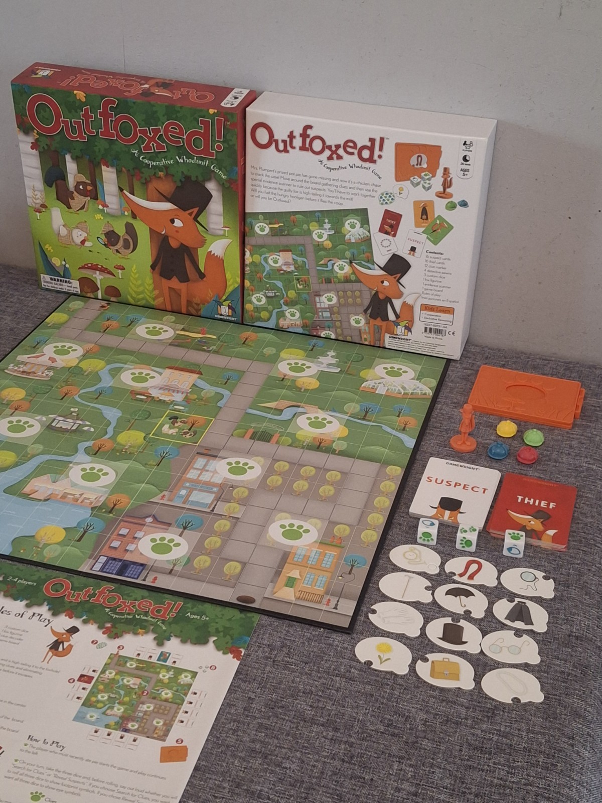 Gamewright Outfoxed! A Cooperative Whodunit Board Game 100%  Complete VGC Age 5+