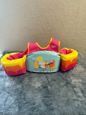 Speedo Kids Swim Flotation Vest Life Jacket w/ Arm Floats Back Buckle Pink